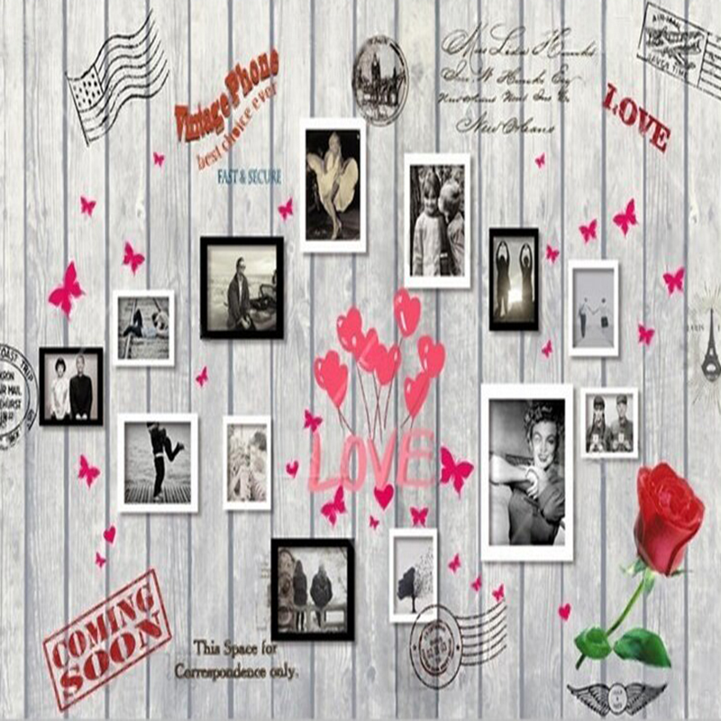 European and American wood gra - Commercial Wallpaper Printing ulasan dan harga